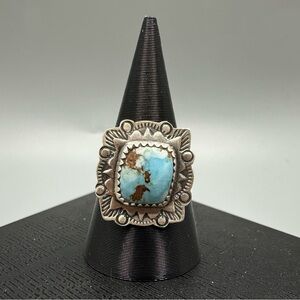 Golden Hills Turquoise Sterling Silver 925 Handmade Ring Scalloped Edge Size 8